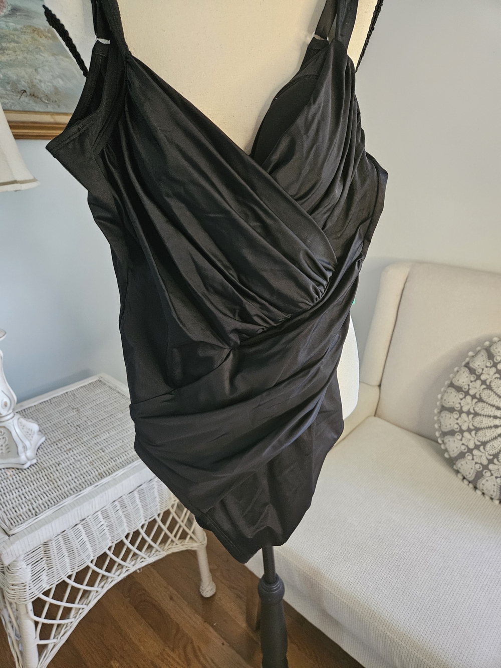 Miraclesuit Black Surplice Ruched One-Piece Swimsuit P-23
